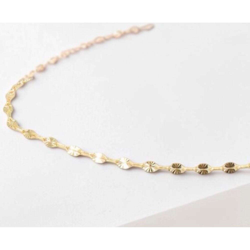 14k Gold Filled Dainty Sunburst Sequin Chain Minimalist Necklace Jewelry 20” - Picture 3 of 8